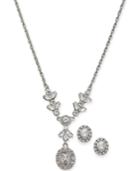 Charter Club Silver-tone Crystal Lariat Necklace & Stud Earrings