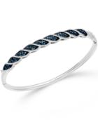 White And Blue Diamond Bangle Bracelet In Sterling Silver (1 Ct. T.w.)