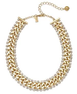 Kate Spade New York Gold-tone Crystal Chain Short Collar Necklace