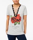 Rebellious One Juniors' Wild Child Lace Up Graphic T-shirt