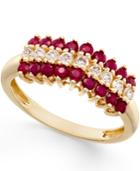 Ruby (9/10 Ct. T.w.) And White Sapphire (1/3 Ct. T.w.) Ring In 10k Gold