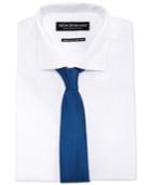 Nick Graham Fitted Navy Pin Dot Dress Shirt And Blue Textured Slim Tie
