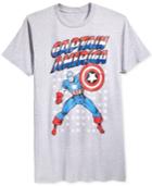Mighty Fine Men's Captain America Stars Pose Graphic-print T-shirt