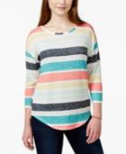Almost Famous Juniors' Striped High-low Pullover Sweater