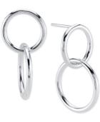 Unwritten Small Double Circle Drop Earrings In Sterling Silver, 5/8