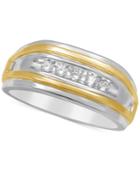 Men's Diamond Two-tone Ring (1/4 Ct. T.w.) In 10k Gold And White Gold