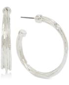 Robert Lee Morris Soho Silver-tone Textured Hoop Earrings