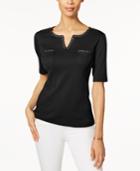 Karen Scott Cotton Studded Top, Created For Macy's