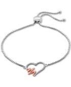 Giani Bernini Two-tone Cubic Zirconia Heartbeat Adjustable Slider Bracelet In Sterling Silver, Only At Macy's