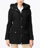 Calvin Klein Faux-fur-trim Water-resistant Hooded Quilted Coat