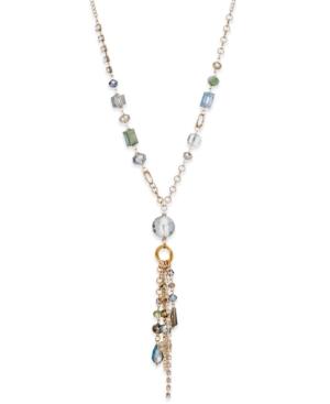 Inc International Concepts Gold-tone Multi-stone Tassel Necklace, Only At Macy's