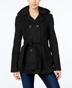 Celebrity Pink Hooded Belted Peacoat