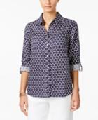 Charter Club Linen Iconic-print Blouse, Only At Macy's