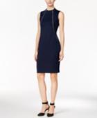 Calvin Klein Mock-neck Zip Sheath Dress