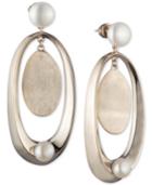 Carolee Gold-tone & Freshwater Pearl (8-10mm) Sculptural Drop Earrings