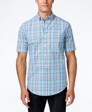 Club Room Men's Big And Tall Plaid Short-sleeve Shirt