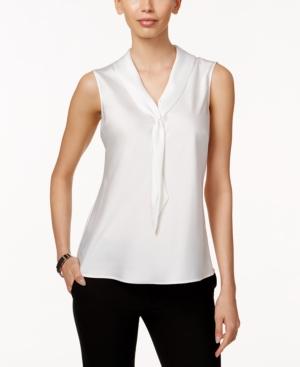 Tahari Asl Sleeveless Tie-neck Blouse, Regular & Petite