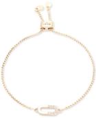 Dkny Gold-tone Pave Link Slider Bracelet, Created For Macy's