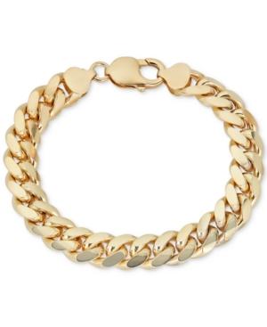 Men's Wide Curb Link Bracelet In 14k Gold-plated Sterling Silver