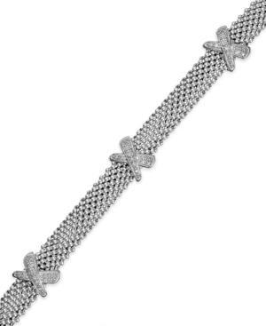 Diamond X-accent Mesh Bracelet In Sterling Silver (3/8 Ct. T.w.)