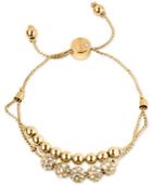 Guess Gold-tone Pave Beaded Double-row Slider Bracelet
