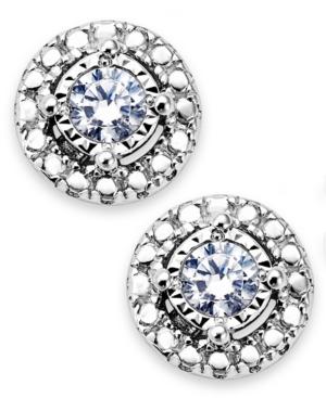 Trumiracle Diamond Halo Stud Earrings In Sterling Silver (1/10 Ct. T.w.)