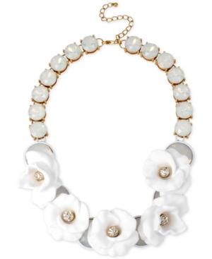 M. Haskell For Inc Gold-tone White Flower Beaded Drama Necklace, Only At Macy's