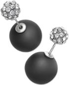 C.a.k.e. By Ali Khan Silver-tone Fireball And Black Ball Front And Back Earrings