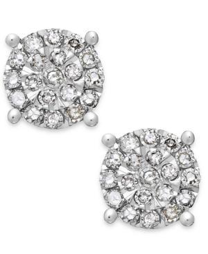 Diamond Cluster Stud Earrings In Sterling Silver (1/4 Ct. T.w.)