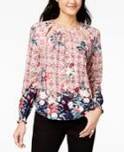Lucky Brand Printed Cutout Top