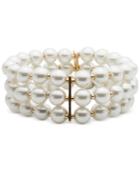 Anne Klein Gold-tone Imitation Pearl Three-row Bracelet