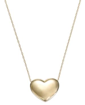 Signature Gold Puffed Heart Pendant Necklace In 14k Gold Over Resin