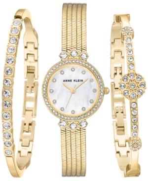 Anne Klein Women's Gold-tone Bracelet Watch 25mm Gift Set