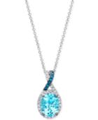 Le Vian Exotics Sea Blue Aquamarine (1-3/8 Ct. T.w.) And Diamond (1/5 Ct. T.w.) Pendant Necklace In 14k White Gold