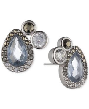 Judith Jack Sterling Silver Marcasite Crystal Blue Stud Earrings