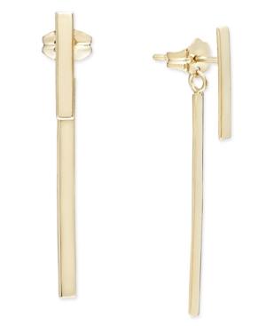 Polished Double Bar Drop Front And Back Earrings In 14k Gold