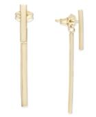 Polished Double Bar Drop Front And Back Earrings In 14k Gold