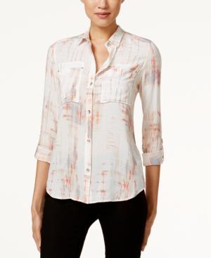 Calvin Klein Jeans Printed Button-front Utility Blouse