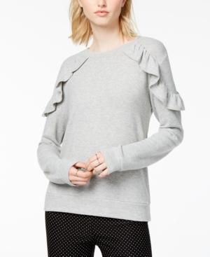 Maison Jules Crew-neck Ruffled Sweatshirt, Created For Macy's