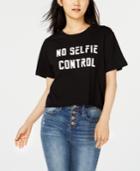 Rebellious One Juniors' Selfie Control Crop Graphic T-shirt