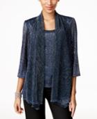 R & M Richards Three-quarter-sleeve Metallic Mock Jacket
