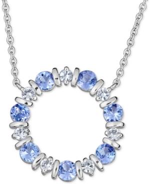 Tanzanite (2 Ct. T.w.) And White Sapphire (3/4 Ct. T.w.) 18 Pendant Necklace In Sterling Silver