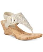White Mountain Aldon Thong Embellished Wedge Sandals Women's Shoes