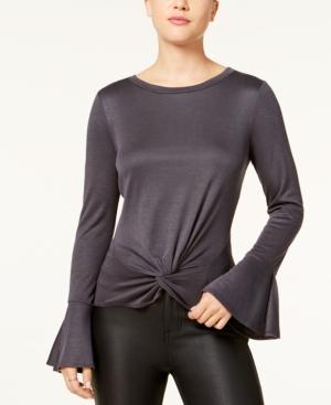 Bcx Juniors' Knot-front Bell-sleeve Top