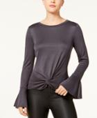 Bcx Juniors' Knot-front Bell-sleeve Top