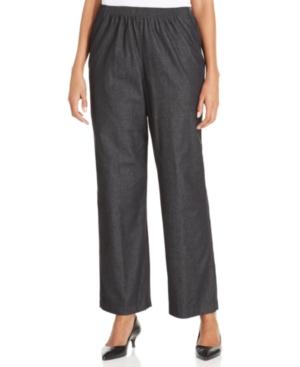 Alfred Dunner Petite Pull-on Denim Pants, Black Wash