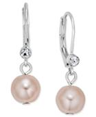 Charter Club Silver-tone Pink Imitation Pearl Drop Earrings, Only At Macy's