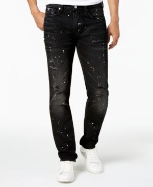 Guess Men's Slim-fit Tapered Paint-splatter Jeans