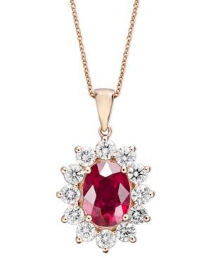 Royalty Inspired By Effy Ruby (3-3/4 Ct. T.w.) And Diamond (1-3/4 Ct. T.w.) Oval Pendant In 14k Rose Gold