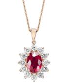 Royalty Inspired By Effy Ruby (3-3/4 Ct. T.w.) And Diamond (1-3/4 Ct. T.w.) Oval Pendant In 14k Rose Gold